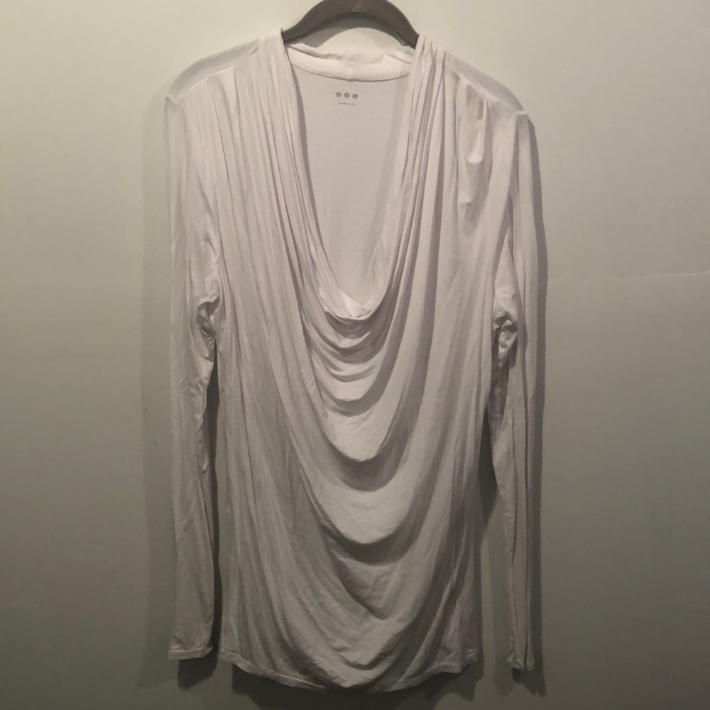 Three Dots White Cowl Neck Top Size XL